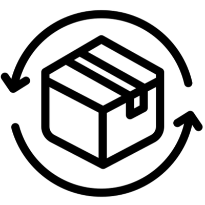 Icon of a box with arrows circling around it on a white background