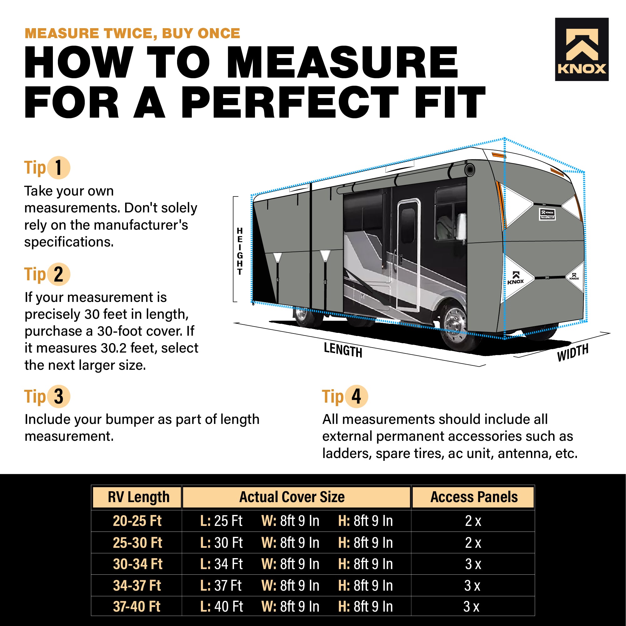 KNOX 2nd Gen Motorhome RV Cover Class A