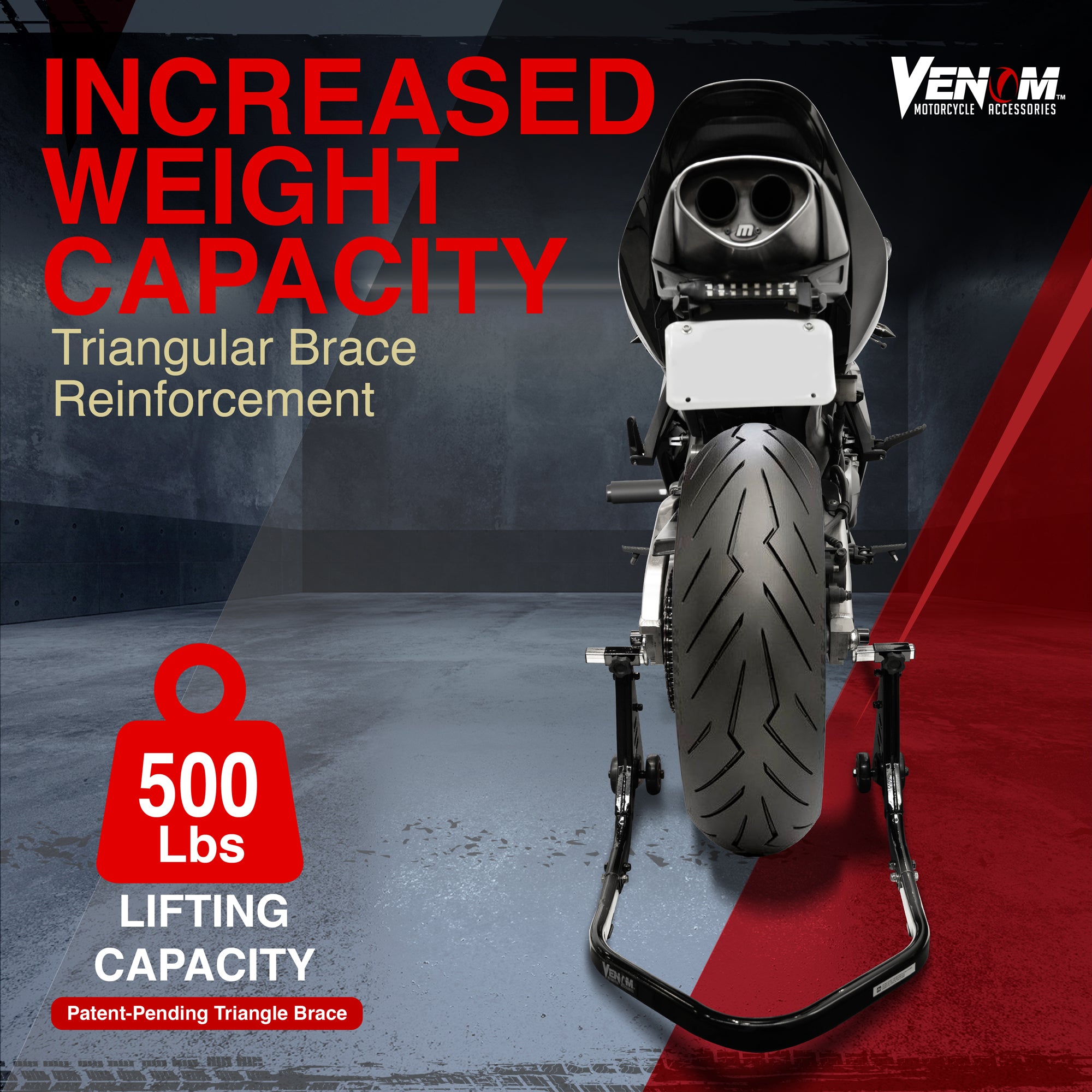 Venom Motorcycle Rear Stand Spool Lift, Universal Sport Bike Rear Wheel Motorcycle Lift Stand
