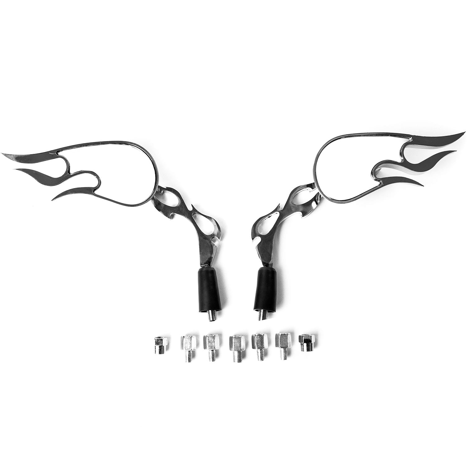 Chrome Flame Custom Rearview Mirrors Harley Motorcycle Cruiser Chopper + Bolts