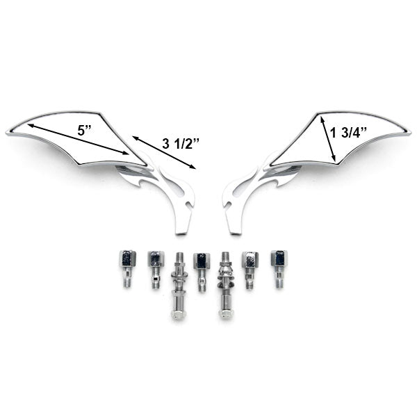 Chrome Twisted Flame Custom Rearview Mirrors Harley Motorcycle Cruiser + Bolts