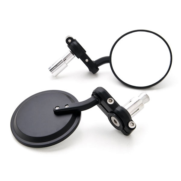 Universal Round Bar End Convex Mirrors For Increased Vision Fits 7/8" and 1" Handle Bars
