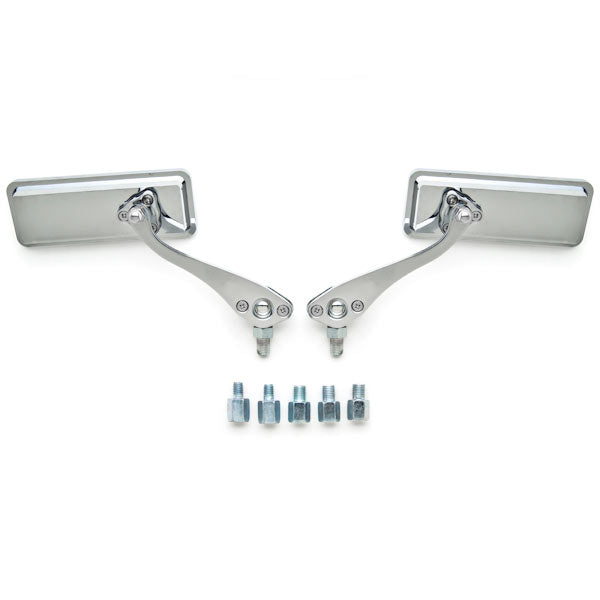 Universal Motorcycle Cruiser Scooter Moped ATV Mirrors Chrome M8 + M10 Adapters