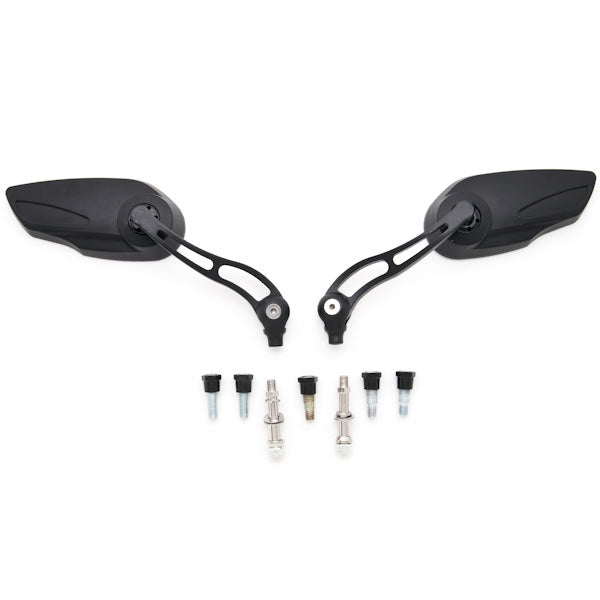 Universal Motorcycle Cruiser Scooter Moped ATV Mirrors Black M8 + M10 Adapters