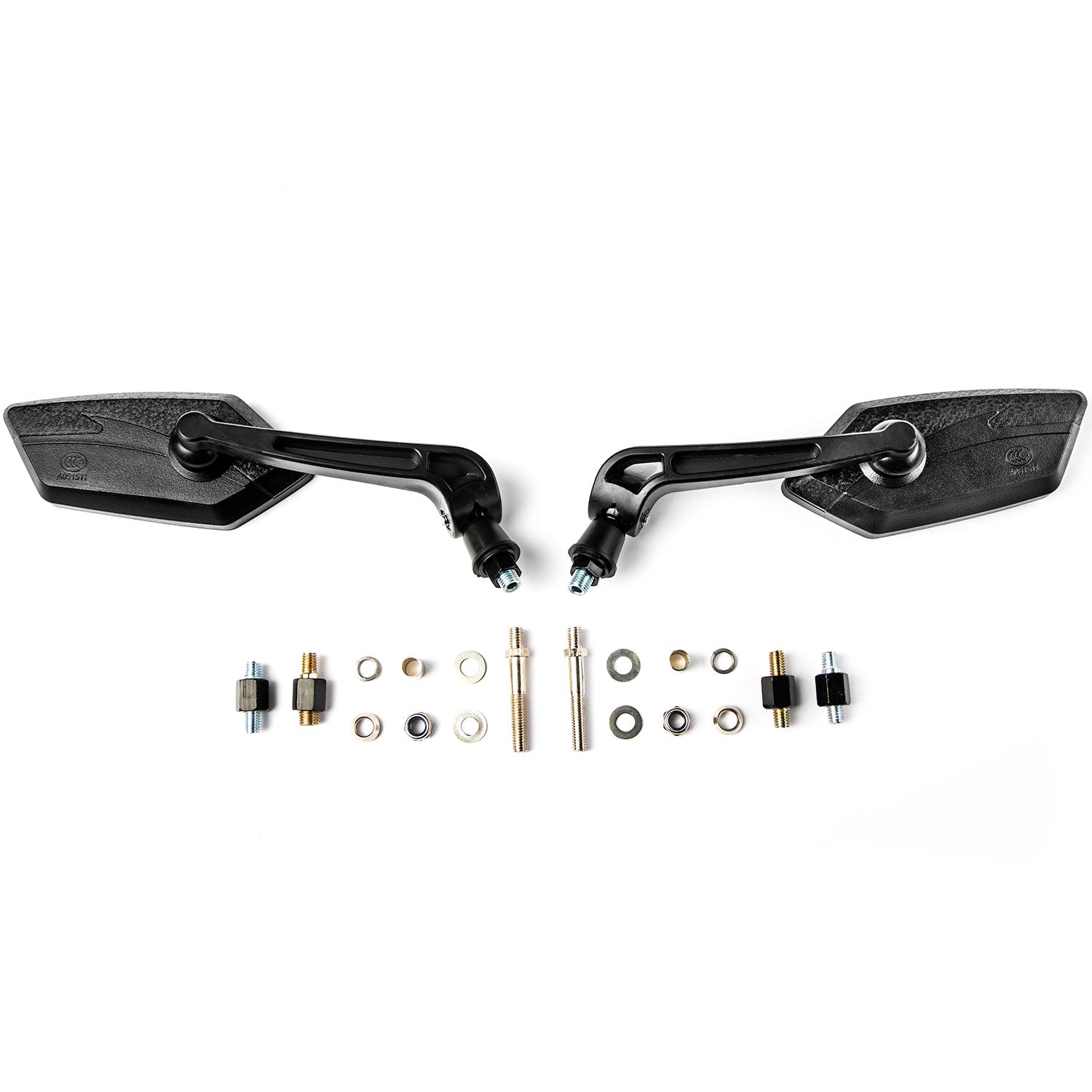 Universal Motorcycle Cruiser Scooter Moped ATV Mirrors Black M8 + M10 Adapters
