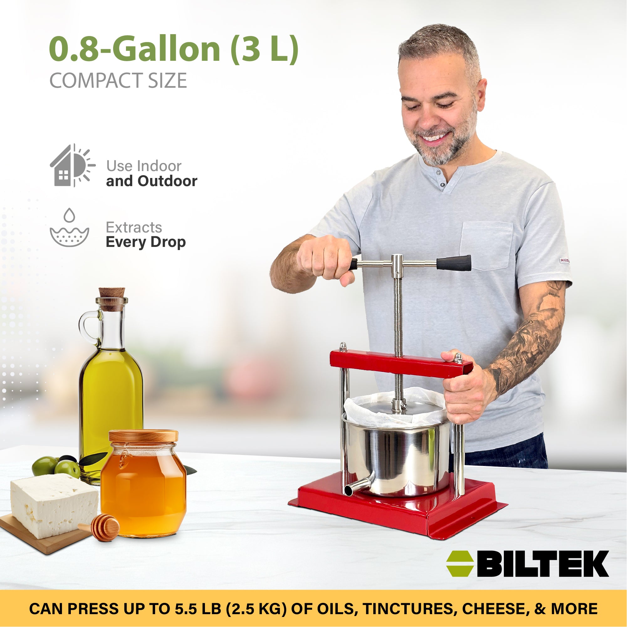 Biltek Stainless Steel Cheese & Fruit Press For Wine