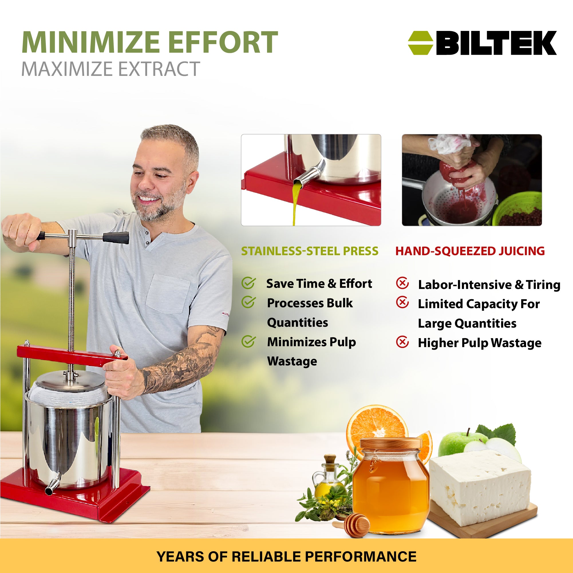 Biltek Stainless Steel Cheese & Fruit Press For Wine