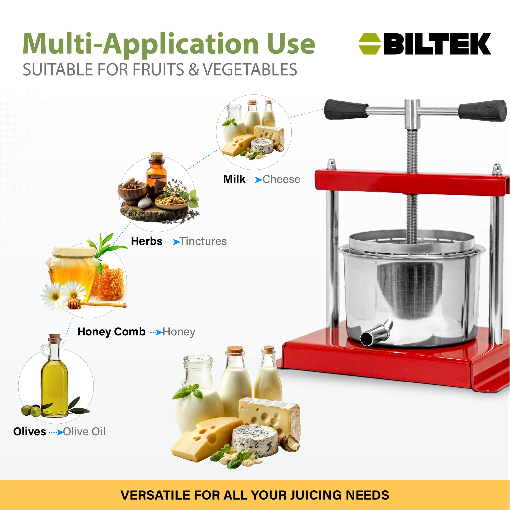 Biltek Stainless Steel Cheese & Fruit Press For Wine