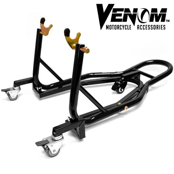 Venom Sport Bike Motorcycle 360 Trolley + Rear Swingarm Wheel Lift Stand Combo