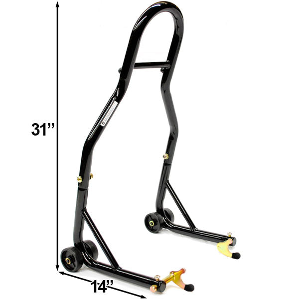 Venom Motorcycle Rear Wheel Swingarm Spool Lift Stand + 10mm Black Swingarm Spools