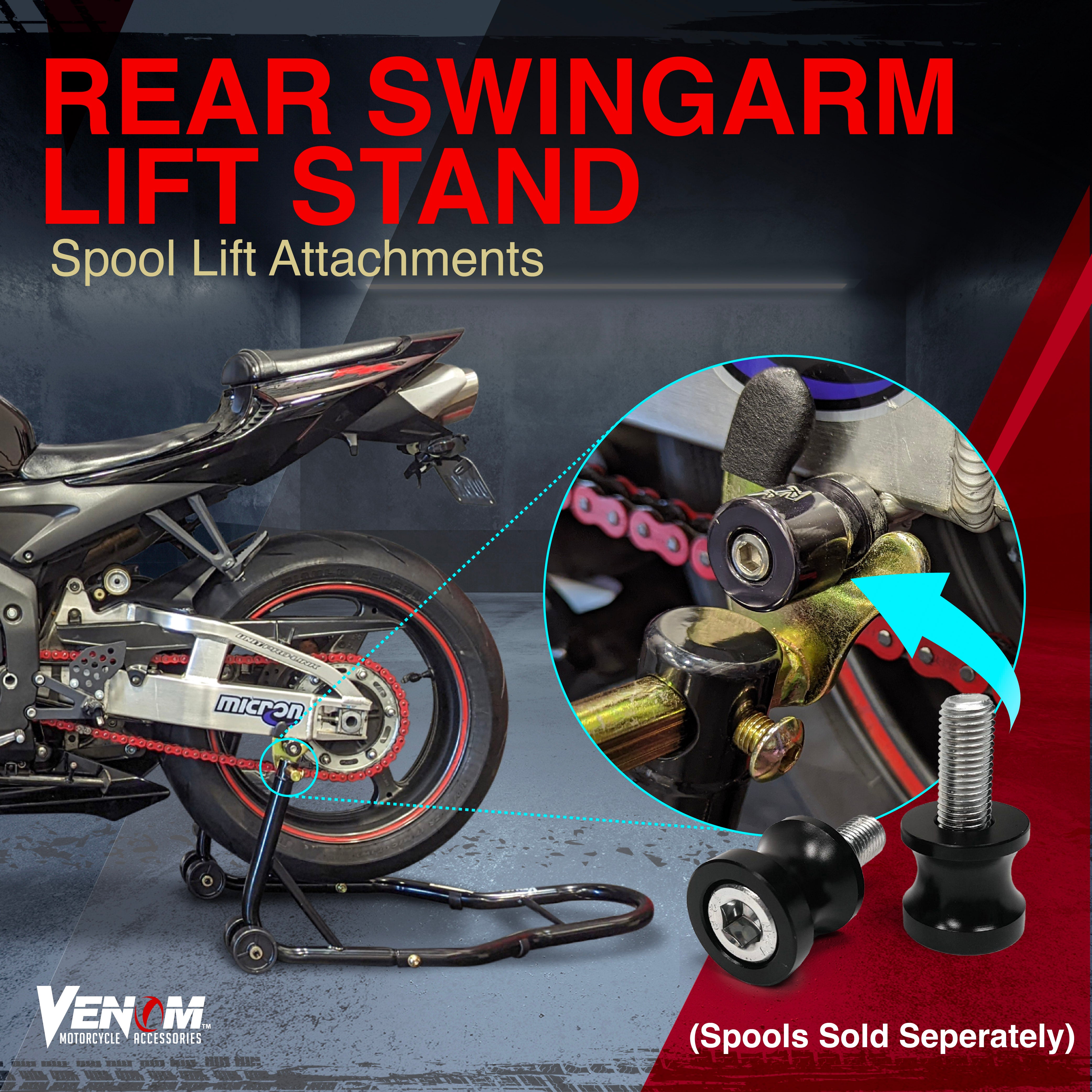 Venom Motorcycle Rear Wheel Swingarm Spool Lift Stand