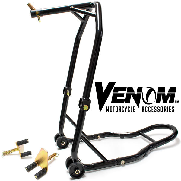 Venom Motorcycle Triple Tree Headlift + Front Fork Wheel Lift Stand Combo