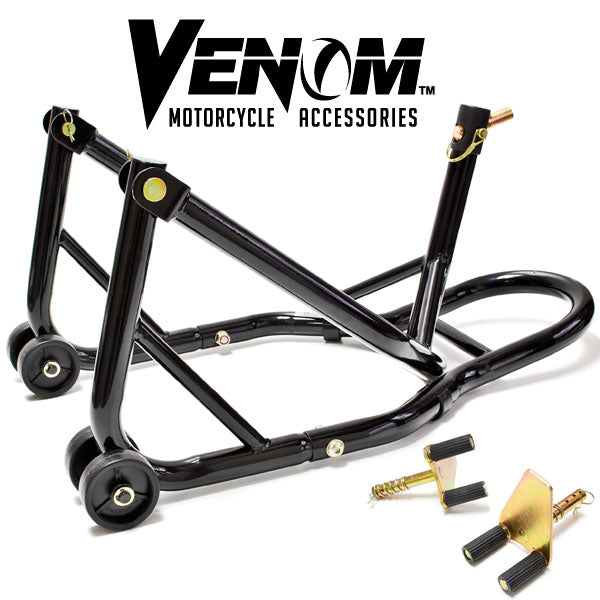 Venom Motorcycle Triple Tree Headlift + Front Fork Wheel Lift Stand Combo