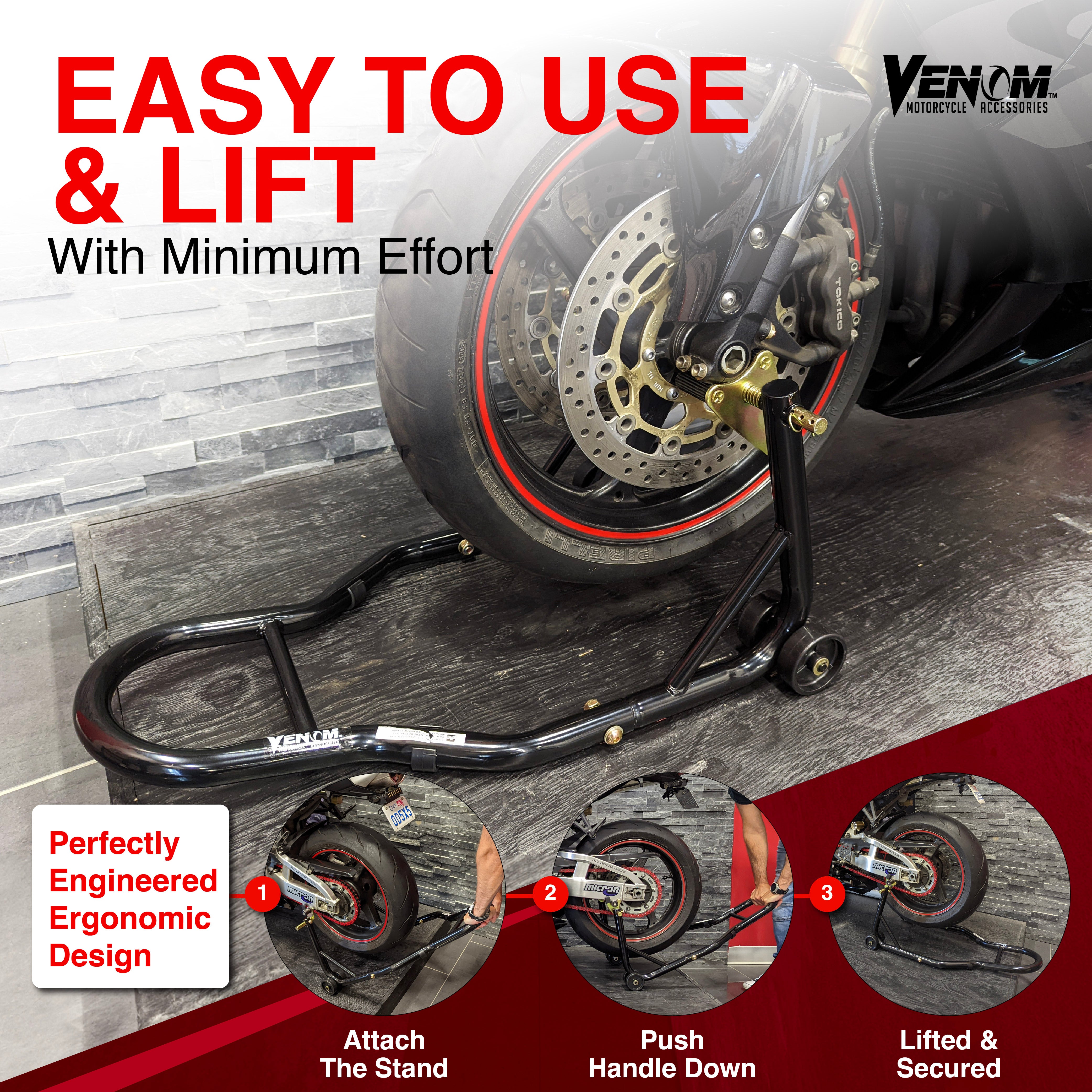 Venom Motorcycle Front Fork Wheel Lift Stand Paddock Stands