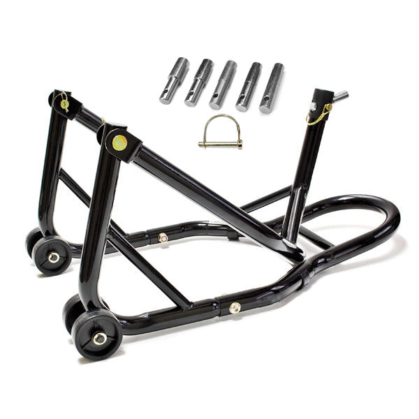 Venom Motorcycle Front Triple Tree & Rear Swingarm Spool Lift Combo Wheel Lift Stands + Paddock Attachments (Pin Kit #2)