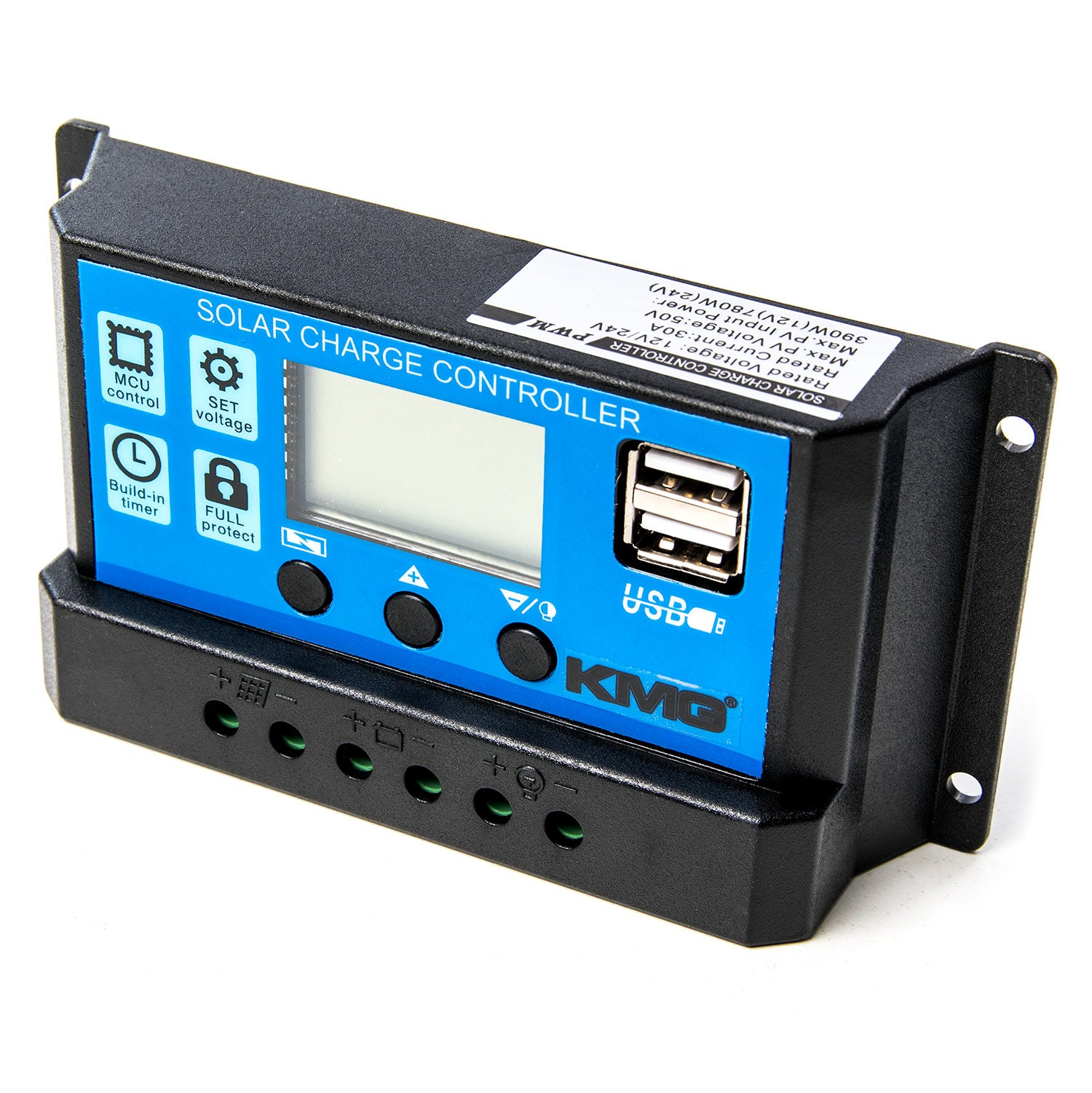 30A Solar Panel Controller Battery Charge Regulator 12V/24V Auto With Dual USB