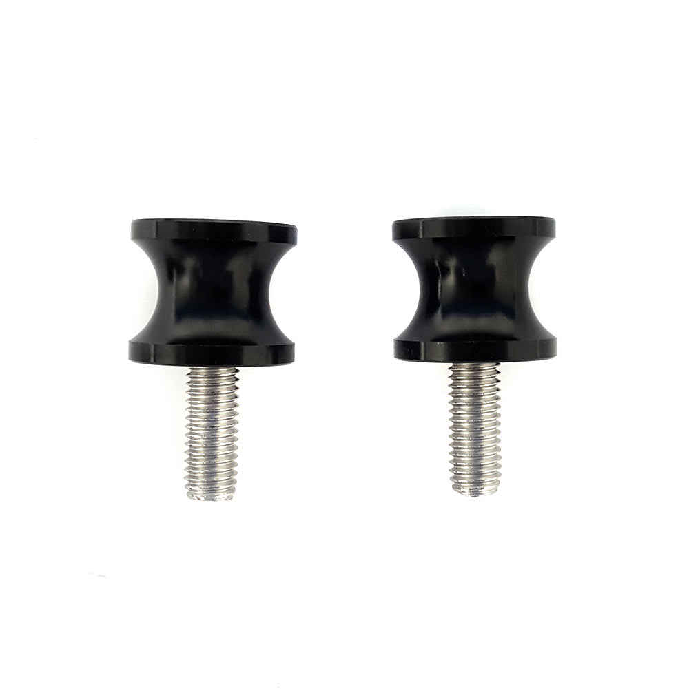 Low Profile 8mm Black Swingarm Spools (Fits Most Honda / Suzuki Bikes)