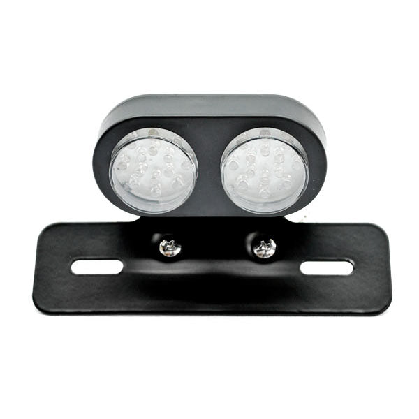 Universal Black Aluminum License Plate Frame With LED Brake Light For Motorcycle - 12V