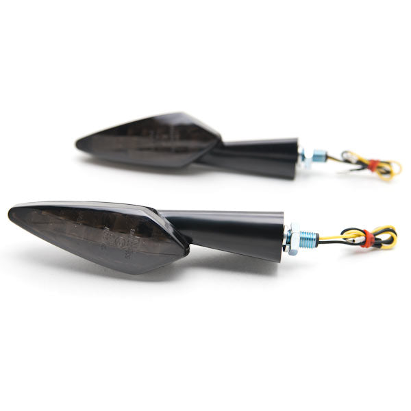 Black Custom LED Turn Signals Smoke Lens Indicator Lights Lamp Chopper Cruiser