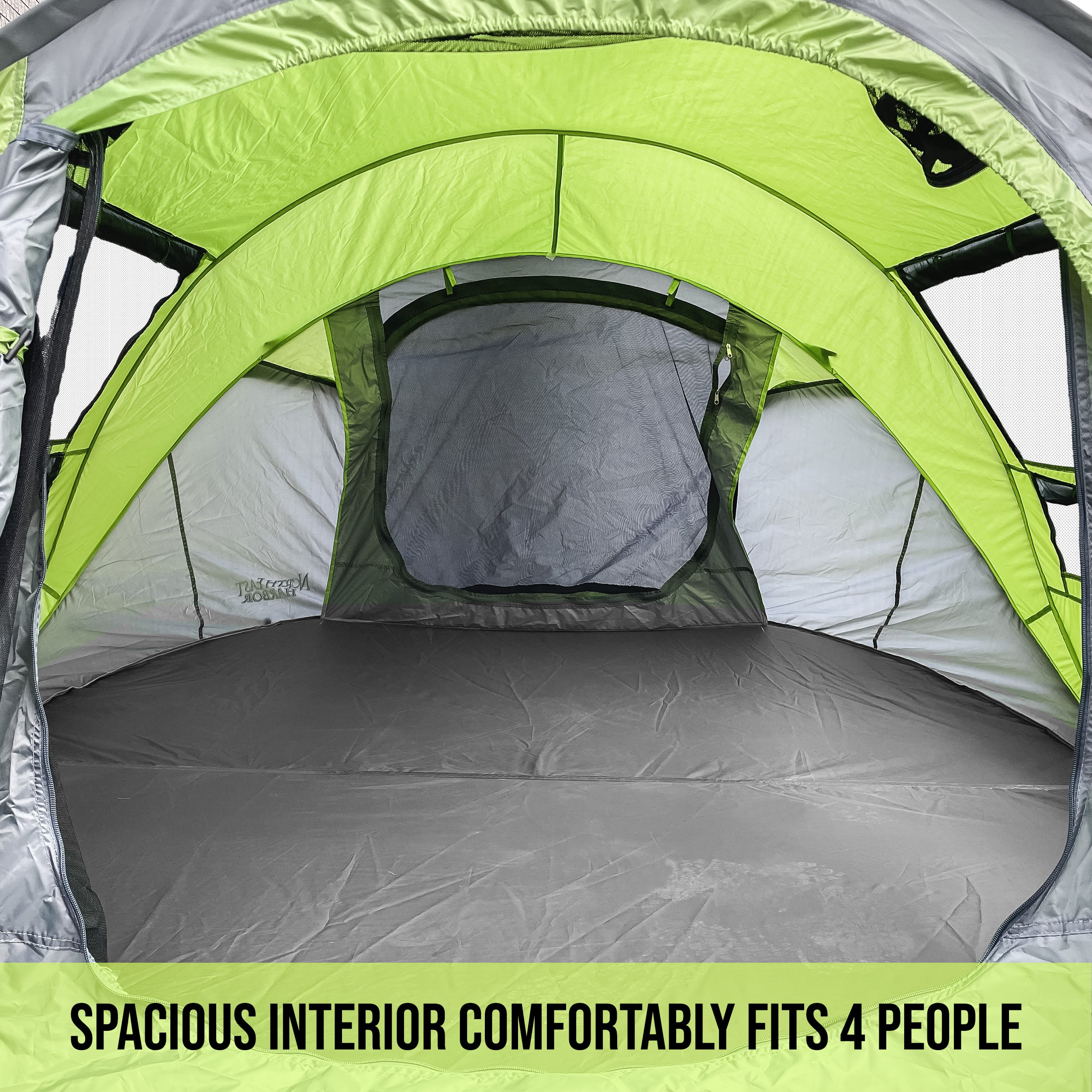4-Person Instant Pop-up Tent Easy Setup Water Resistant Double Layered Fabric, Portable Tent with Carry Bag, Green, 9.2'L x 6.9'W x 3.9'H