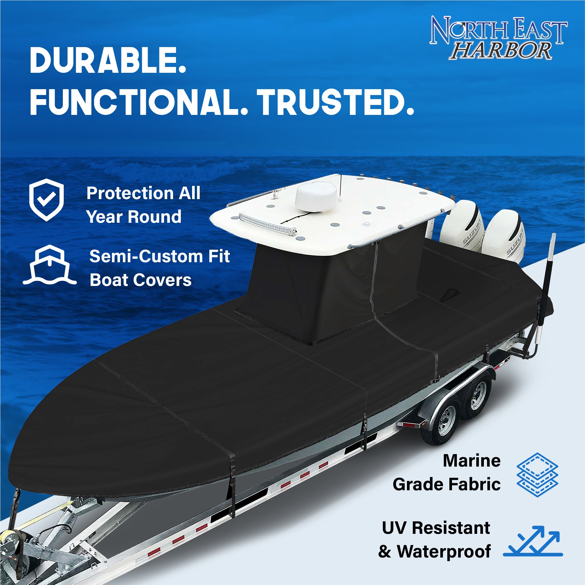 North East Harbor T-Top Boat Cover