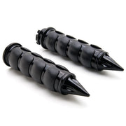 Spike Black Comfort Rubber Motorcycle Handlebar Hand Grips (1")