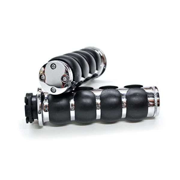 Comfort Rubber Chrome Motorcycle Handlebar Hand Grips (1")
