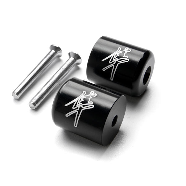 Black Suzuki "Hayabusa" Logo Engraved Bar Ends Weights Sliders - Hayabusa GSXR 600 750 1000 and More! (1989-2013)