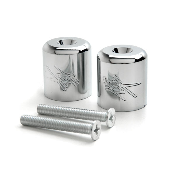 Chrome Suzuki "Hayabusa" Logo Engraved Bar Ends Weights Sliders - Hayabusa GSXR 600 750 1000 and More! (1989-2013)