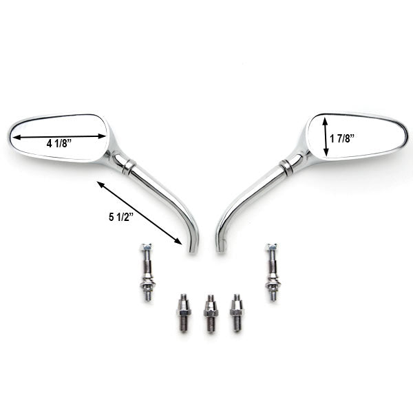 Universal Custom Chrome Motorcycle Golf Club Mirrors - Free Adapters