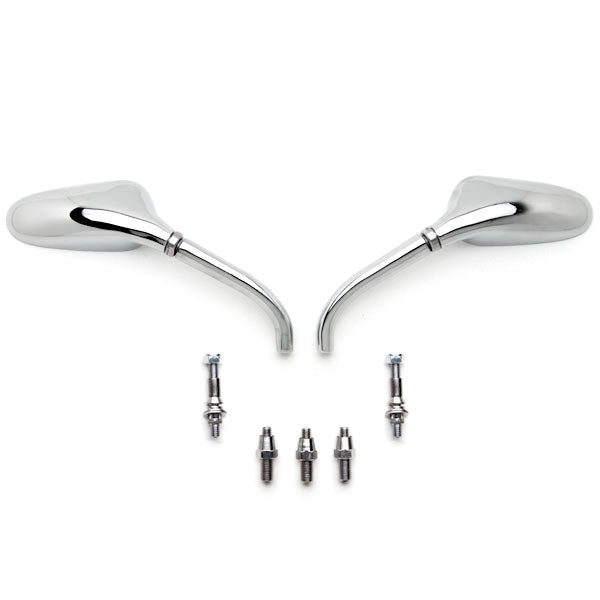 Universal Custom Chrome Motorcycle Golf Club Mirrors - Free Adapters