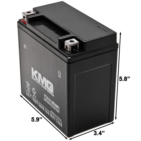 YTX14-BS Sealed Maintenance Free Battery 12V SMF Powersport Motorcycles Scooters ATVs