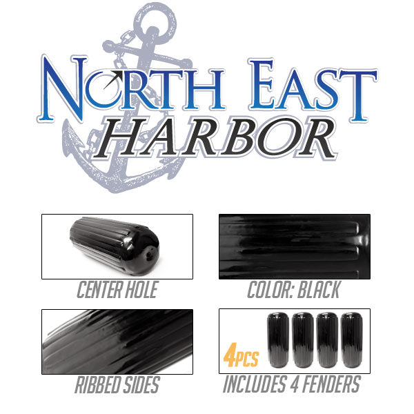 North East Harbor Inflatable Ribbed Boat Fender, 4pcs
