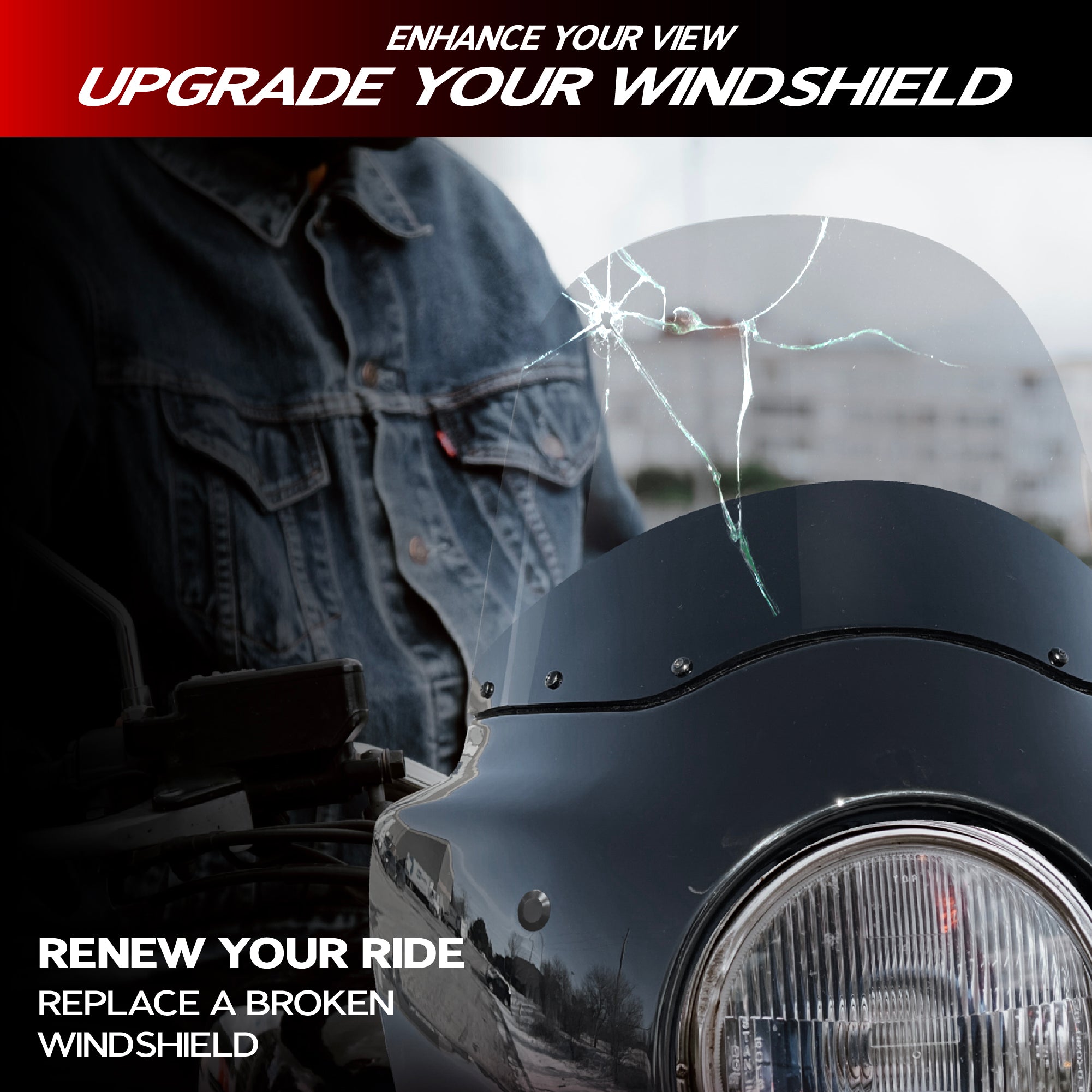 Krator 15" Replacement Motorcycle Windshield