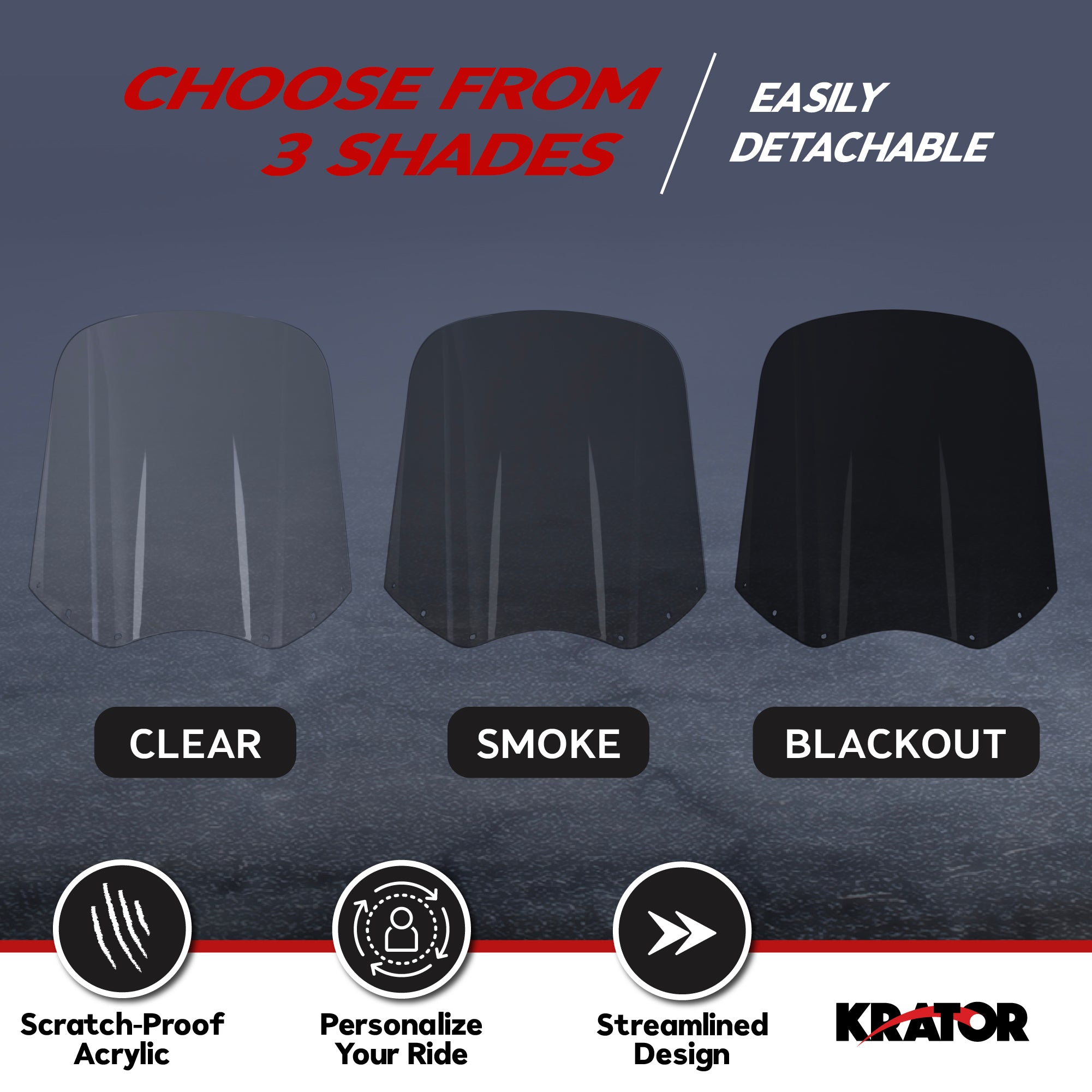 Krator 15" Replacement Motorcycle Windshield