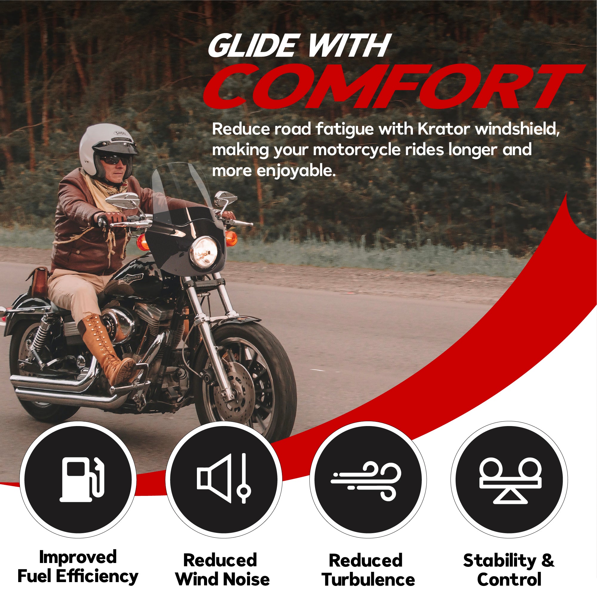 Krator 15" Replacement Motorcycle Windshield
