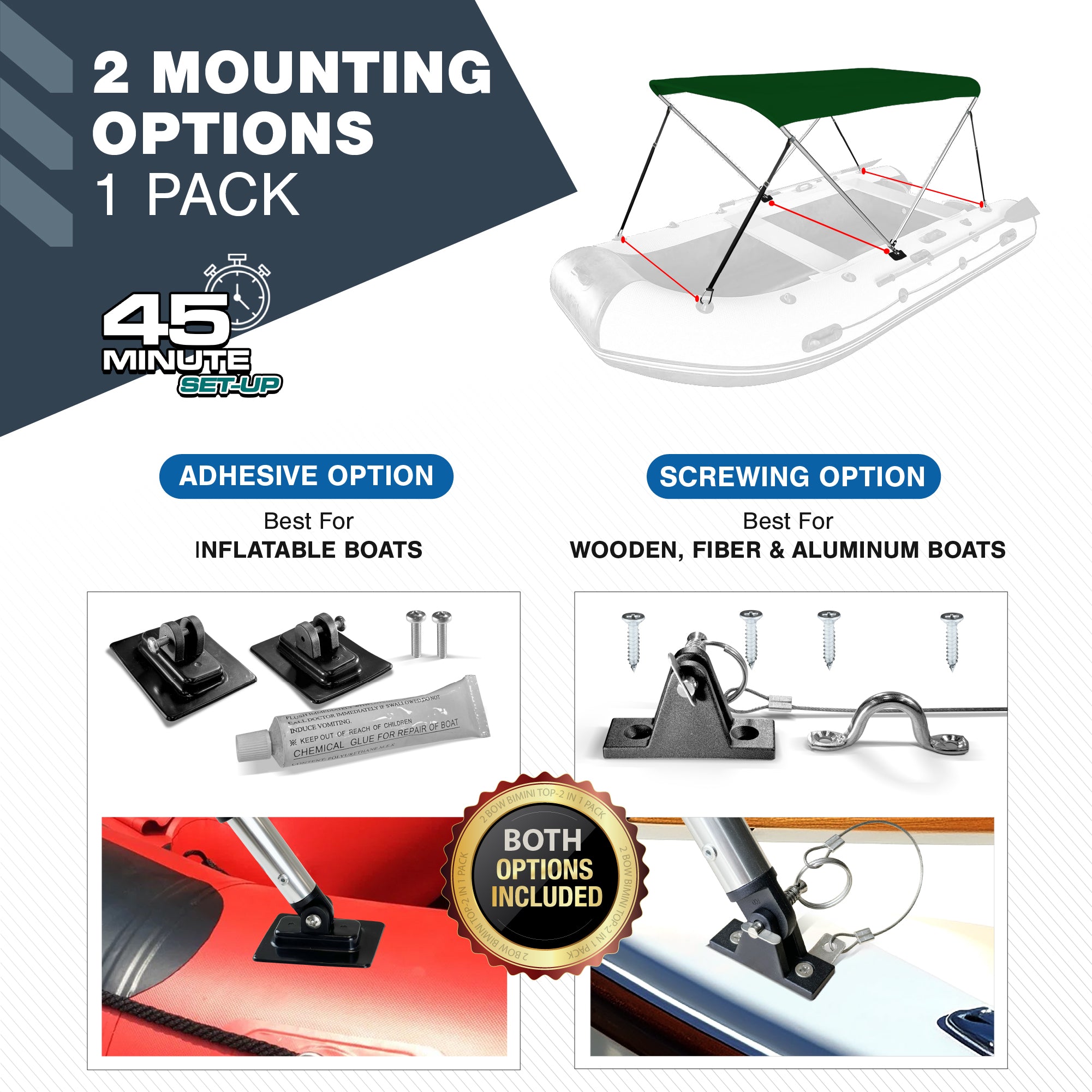 KNOX 2 Bow Bimini Tops for Boats