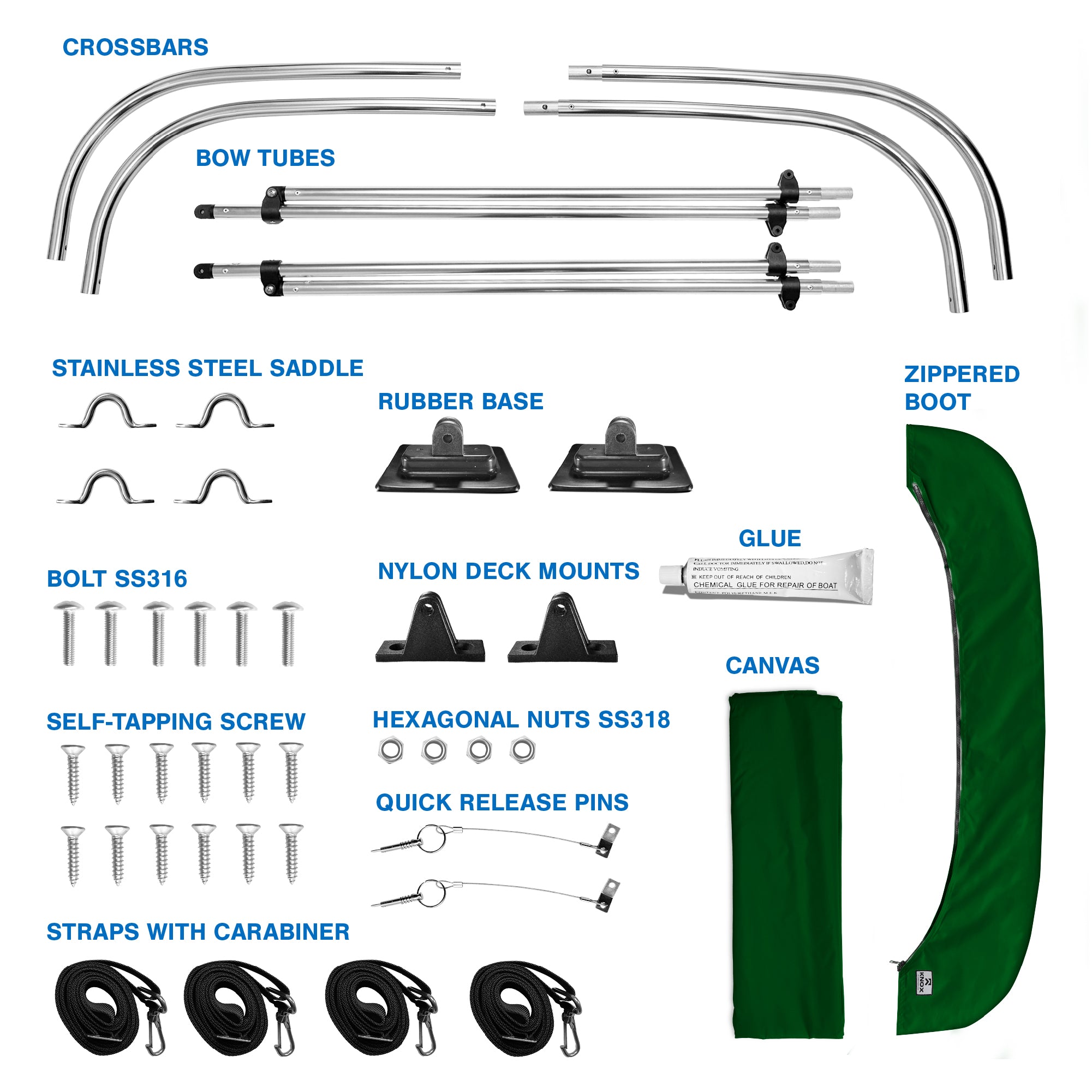 KNOX 2 Bow Bimini Tops for Boats