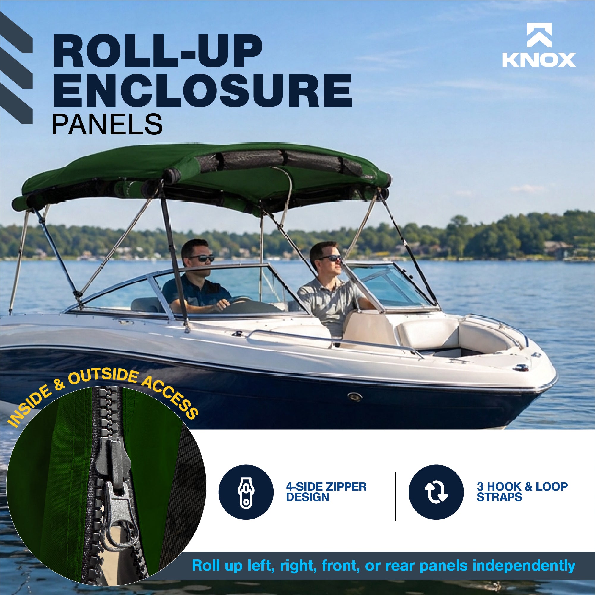 KNOX 3 Bow Bimini Mesh Enclosure with Frame Kit