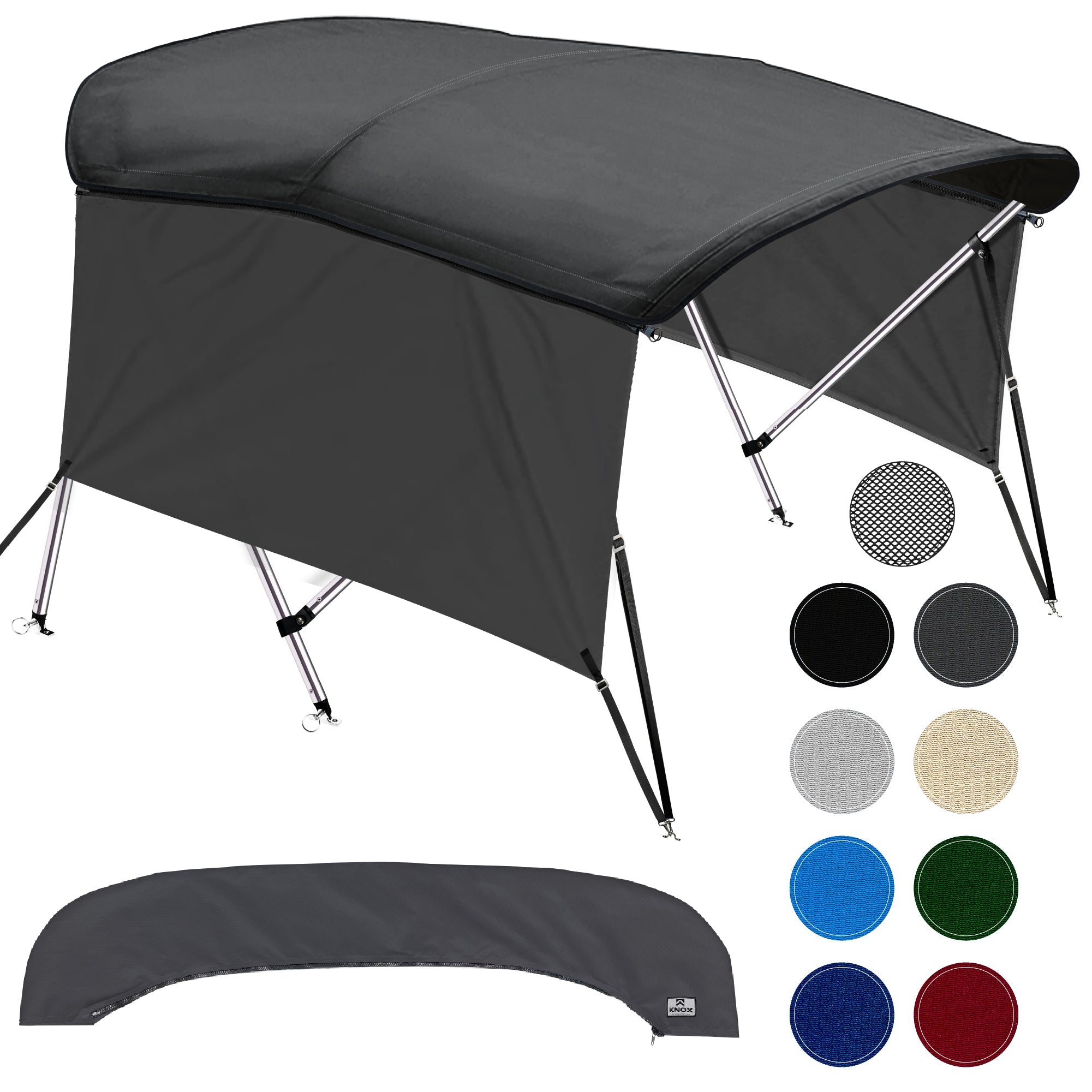 KNOX Universal 3 Bow Bimini Tops for Boats with Sidewalls