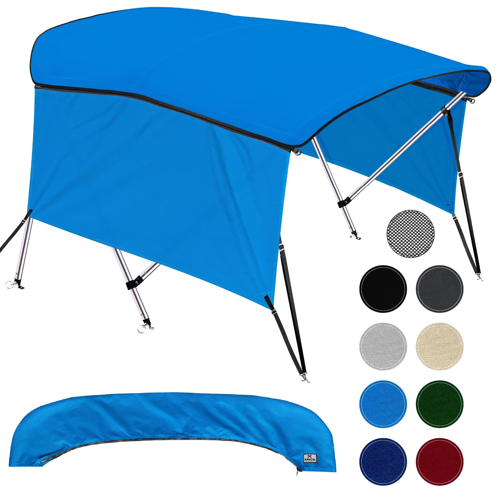 KNOX Universal 3 Bow Bimini Tops for Boats with Sidewalls