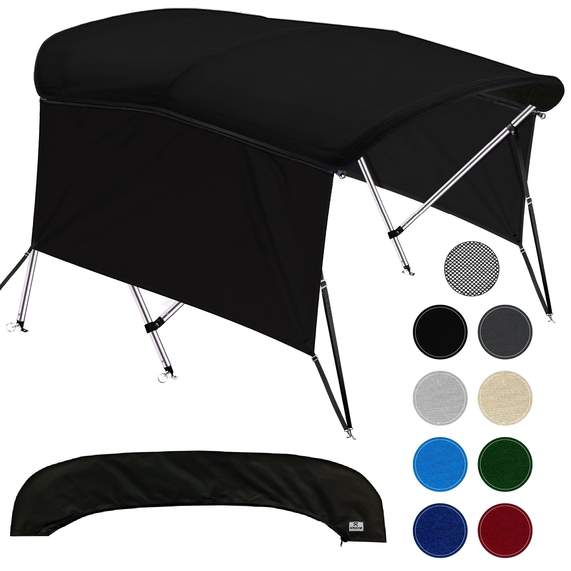 KNOX Universal 3 Bow Bimini Tops for Boats with Sidewalls