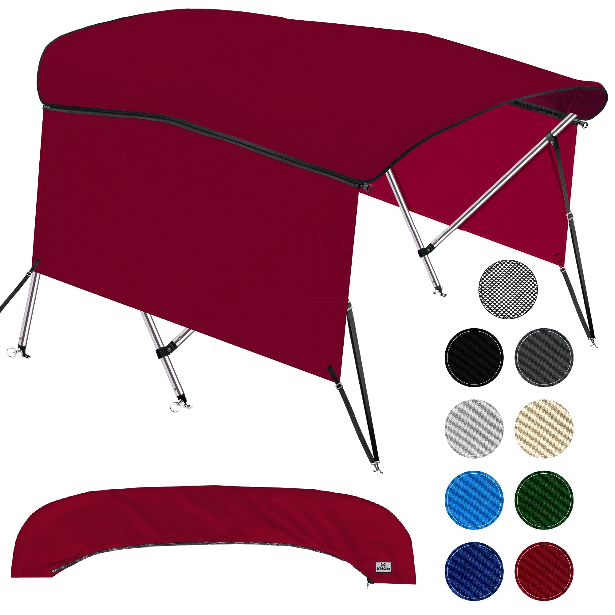 KNOX Universal 3 Bow Bimini Tops for Boats with Sidewalls