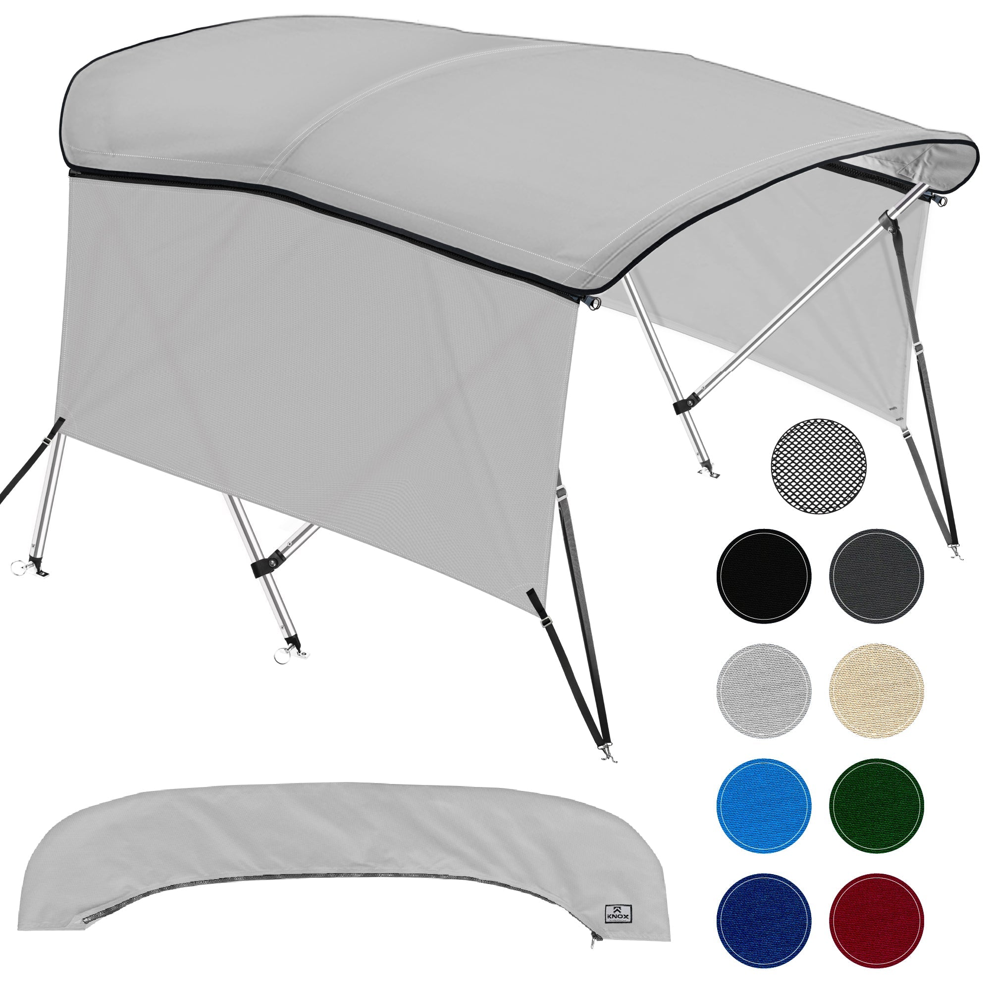 KNOX Universal 3 Bow Bimini Tops for Boats with Sidewalls