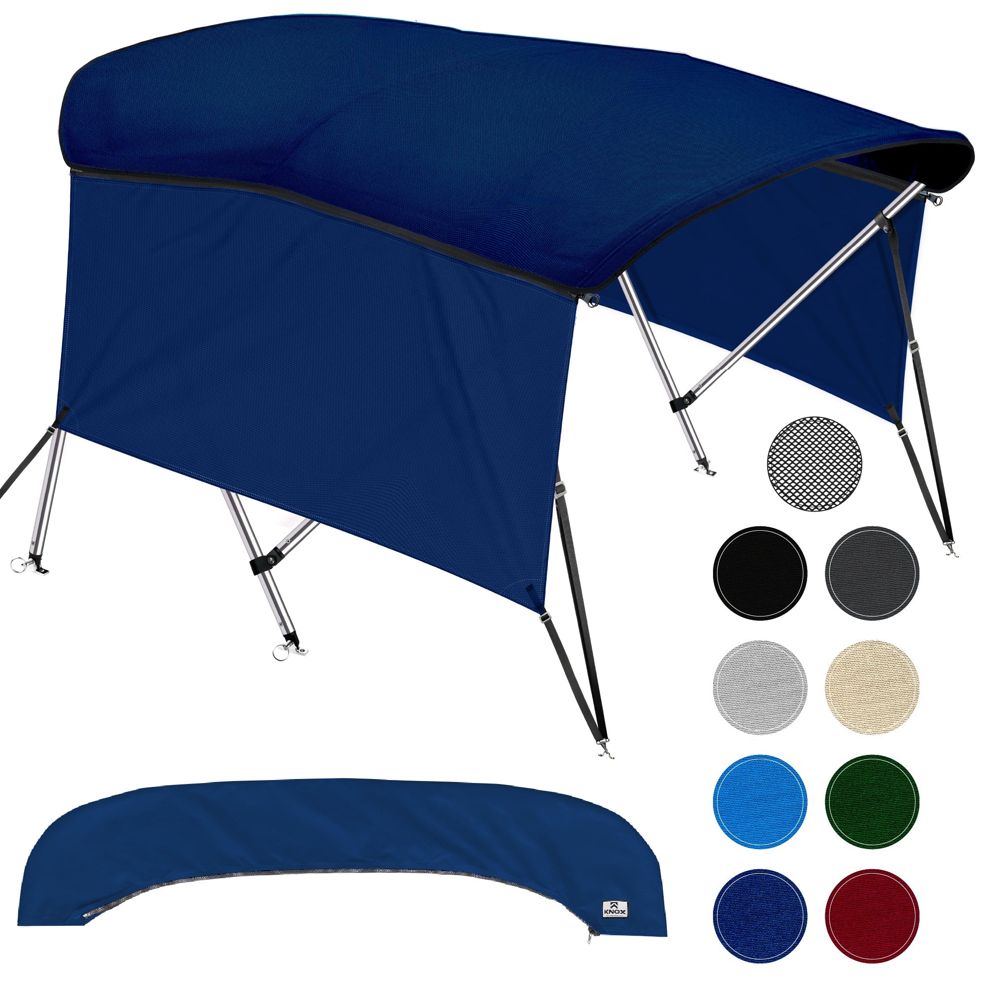 KNOX Universal 3 Bow Bimini Tops for Boats with Sidewalls