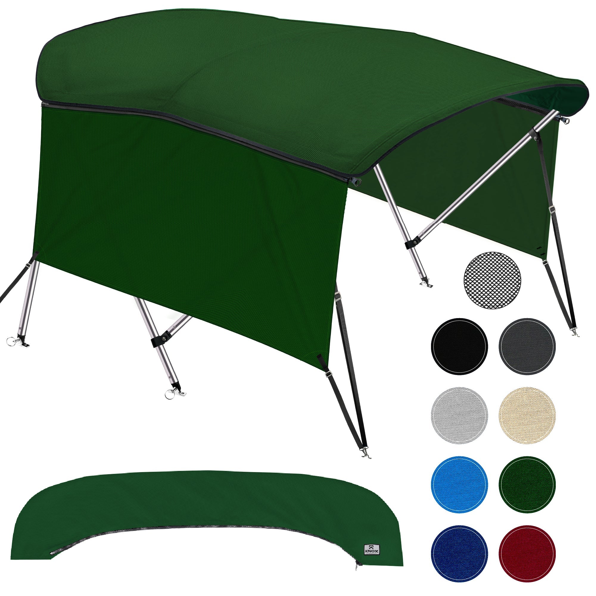 KNOX Universal 3 Bow Bimini Tops for Boats with Sidewalls