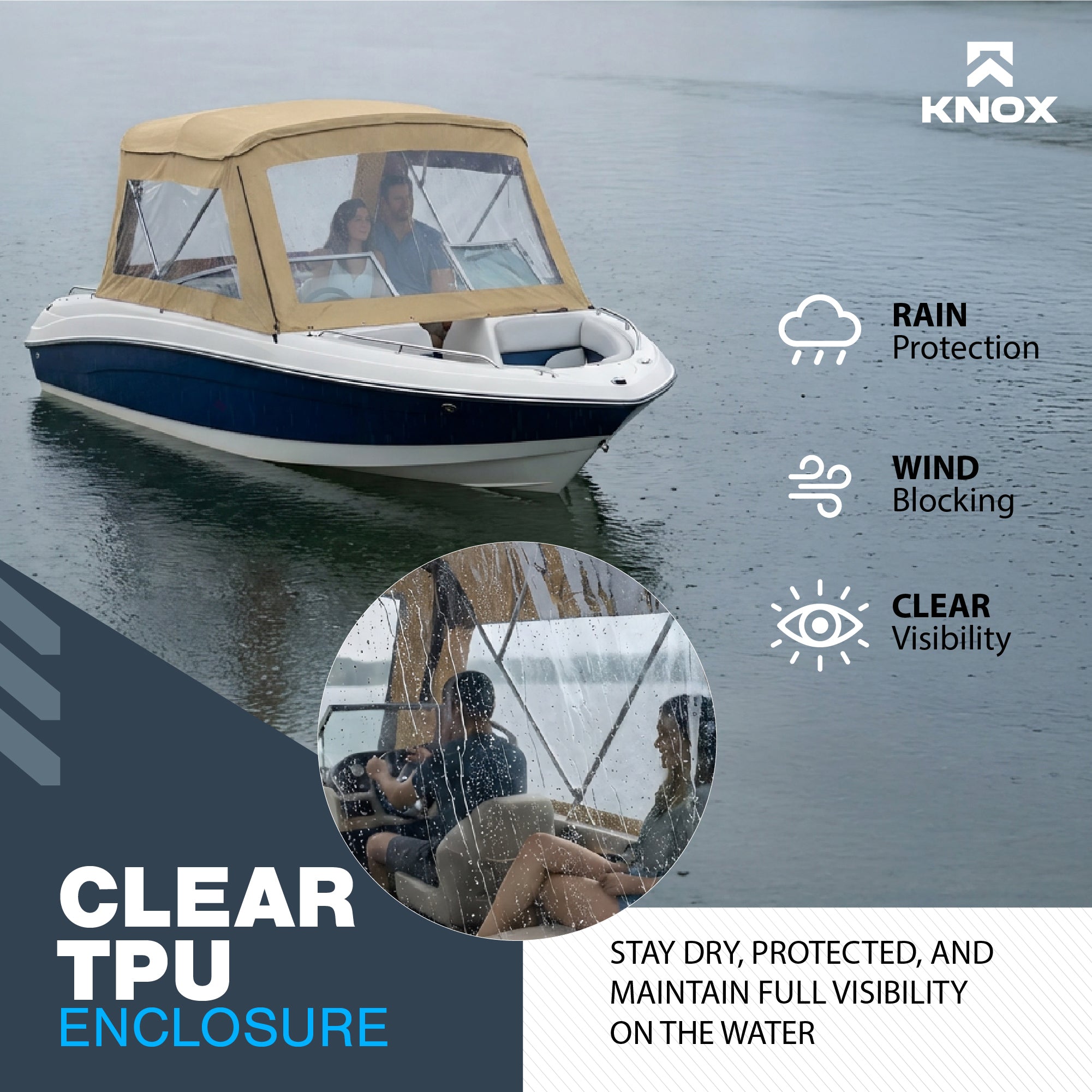 KNOX 3 Bow Bimini Enclosure with Frame Kit