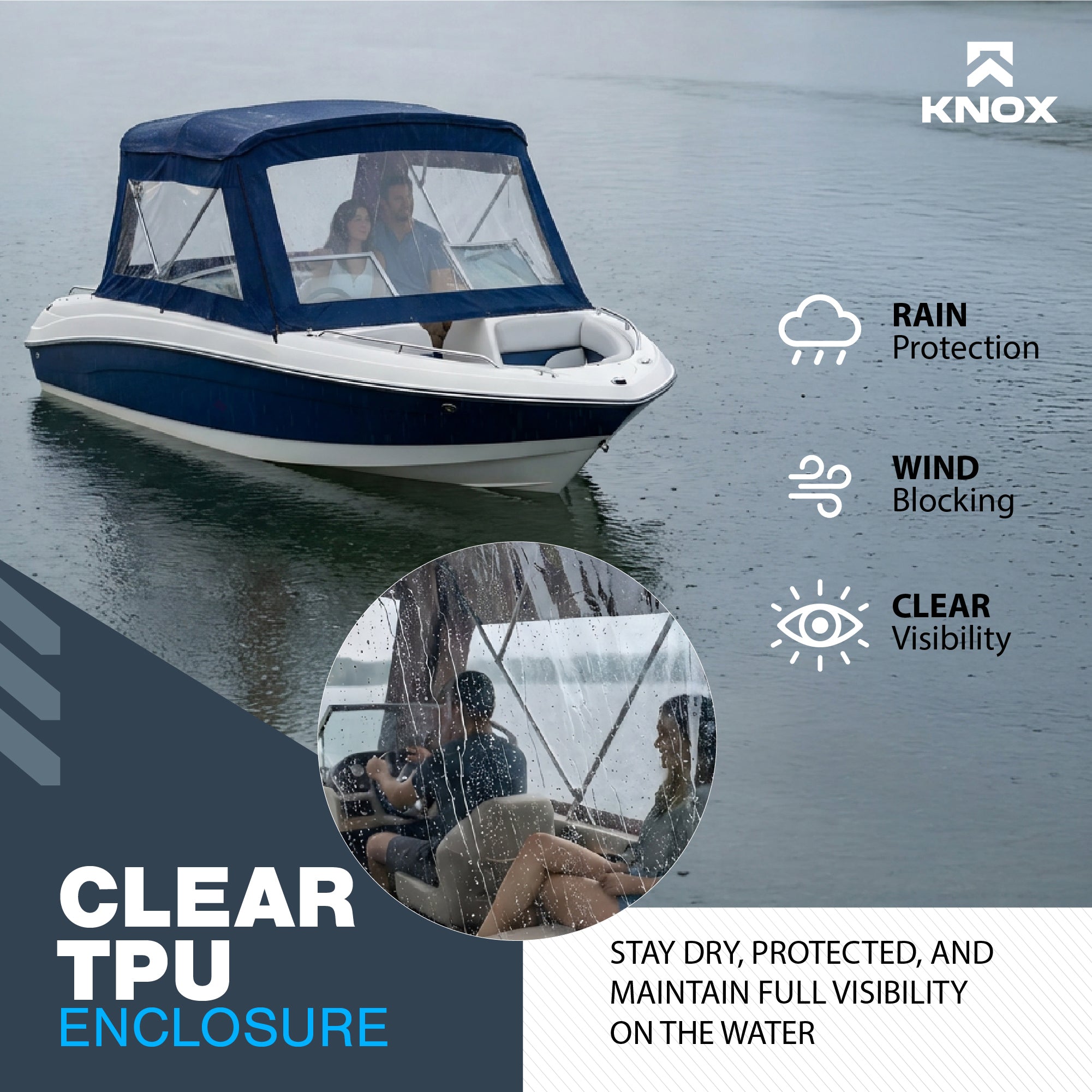 KNOX 3 Bow Bimini Enclosure with Frame Kit