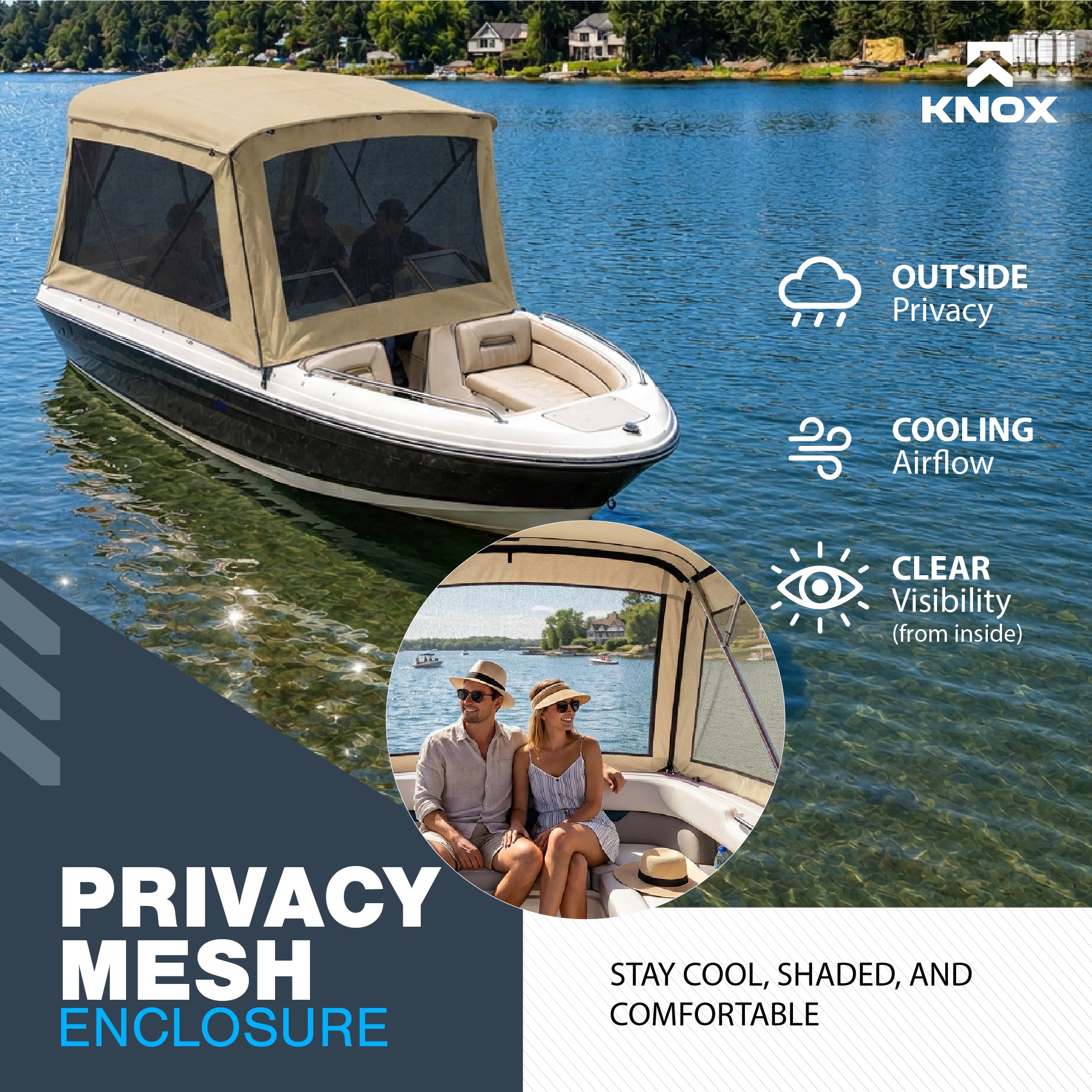 KNOX 4 Bow Bimini Mesh Enclosure with Frame Kit