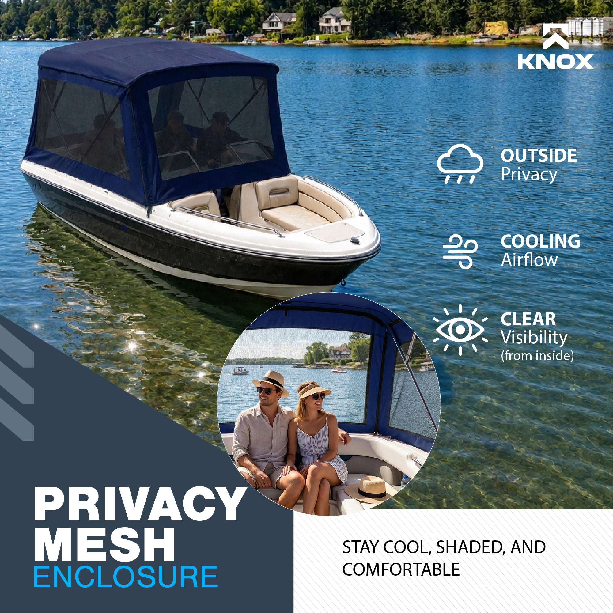 KNOX 4 Bow Bimini Mesh Enclosure with Frame Kit